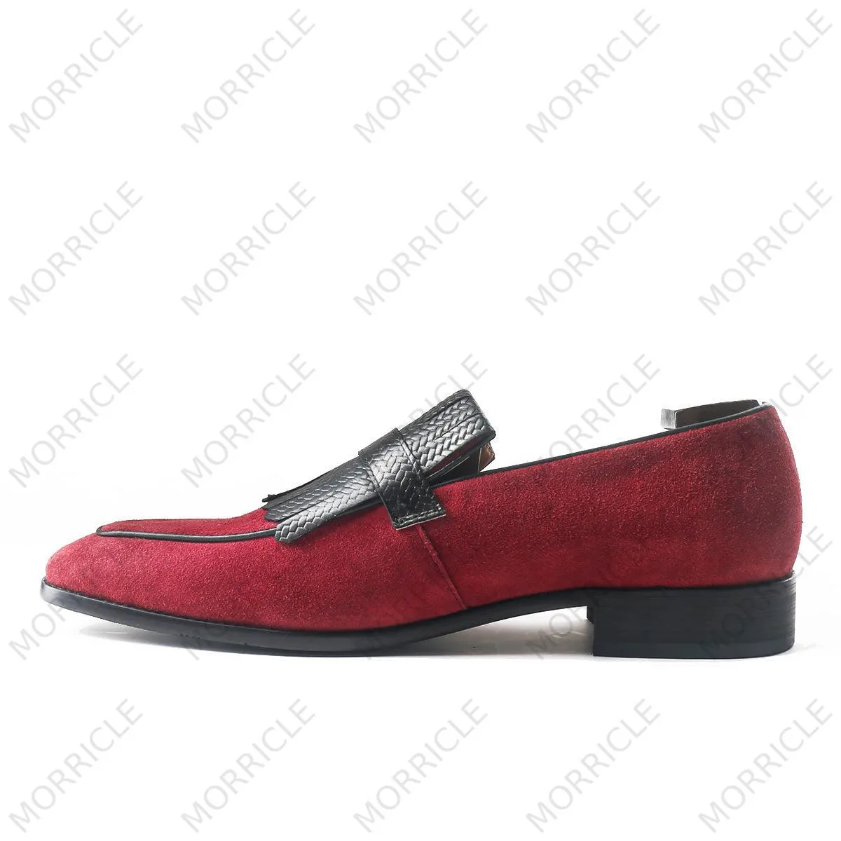 Braid Pattern Kiltie Suede Loafer with Buckle