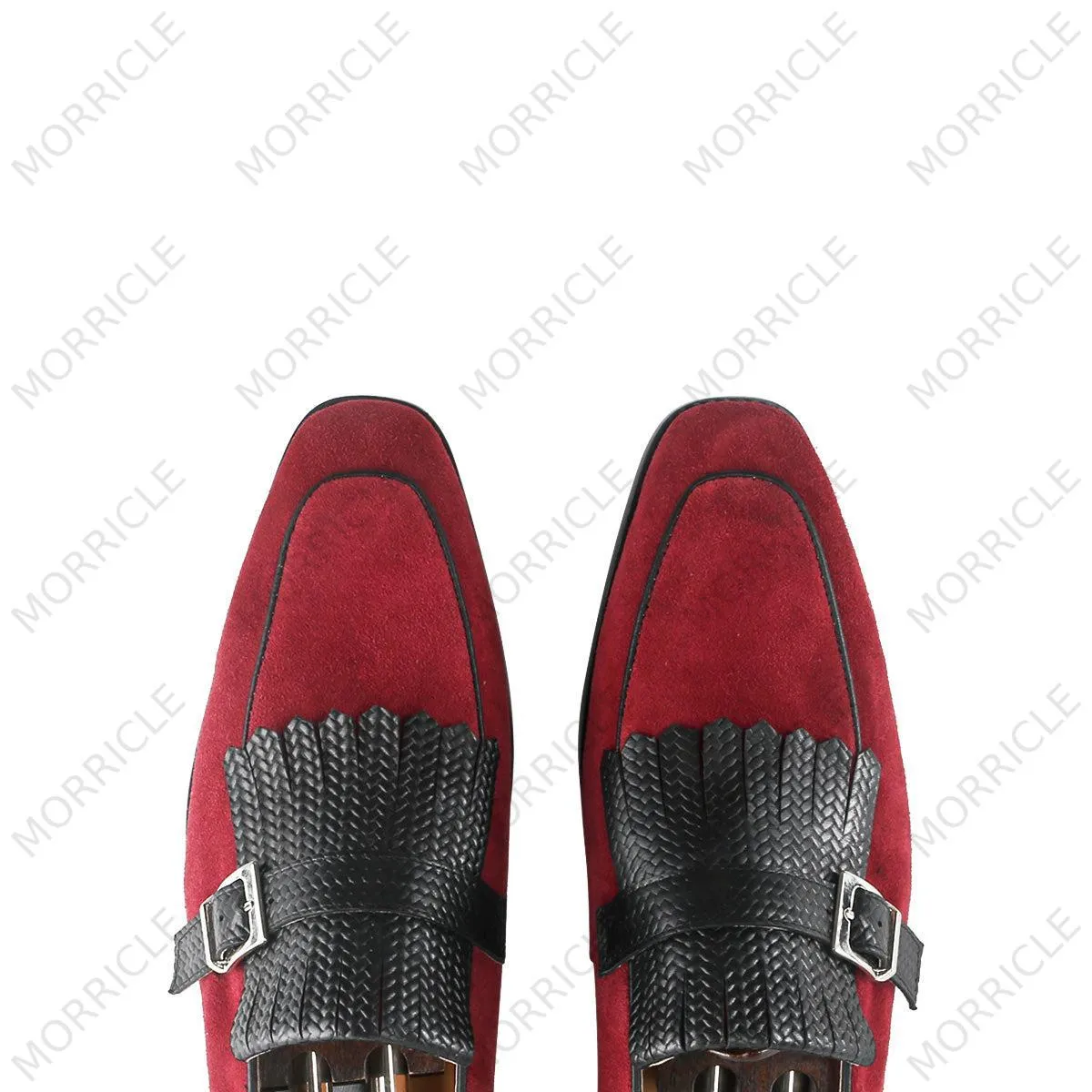 Braid Pattern Kiltie Suede Loafer with Buckle