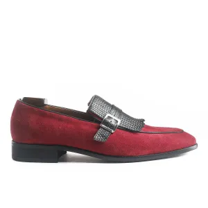 Braid Pattern Kiltie Suede Loafer with Buckle