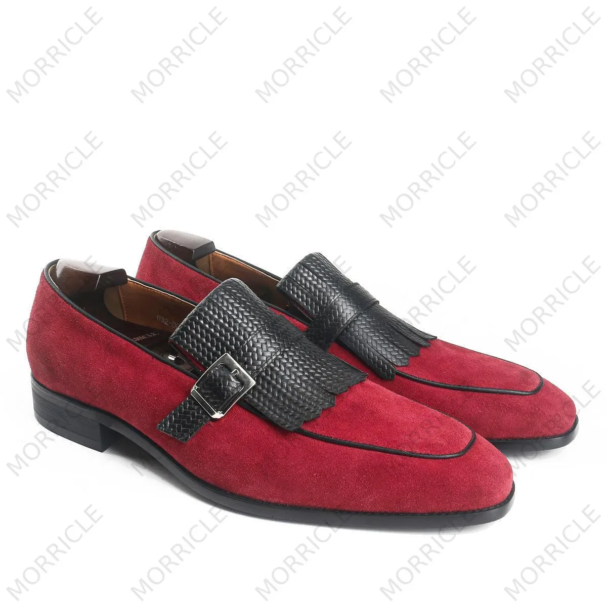 Braid Pattern Kiltie Suede Loafer with Buckle