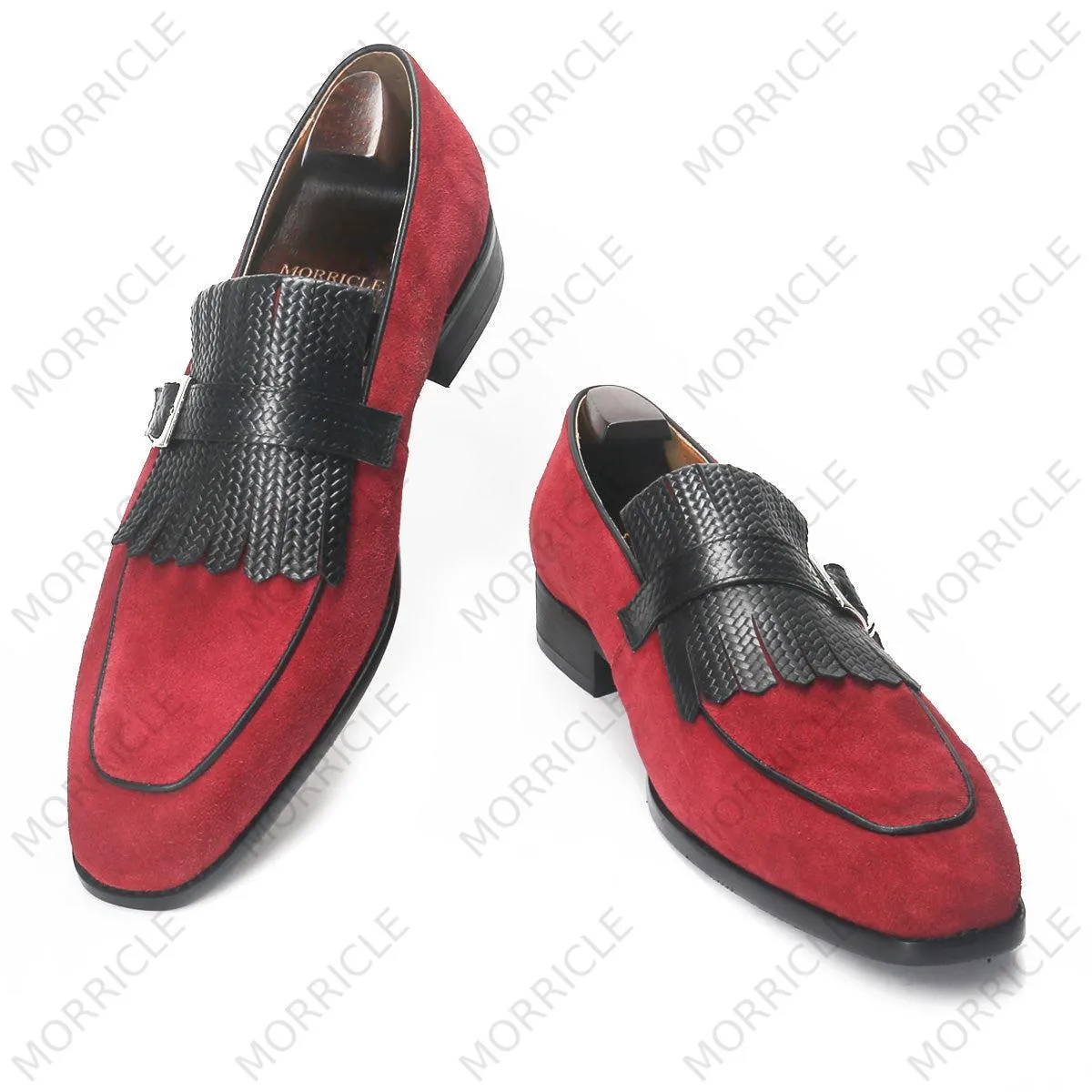 Braid Pattern Kiltie Suede Loafer with Buckle