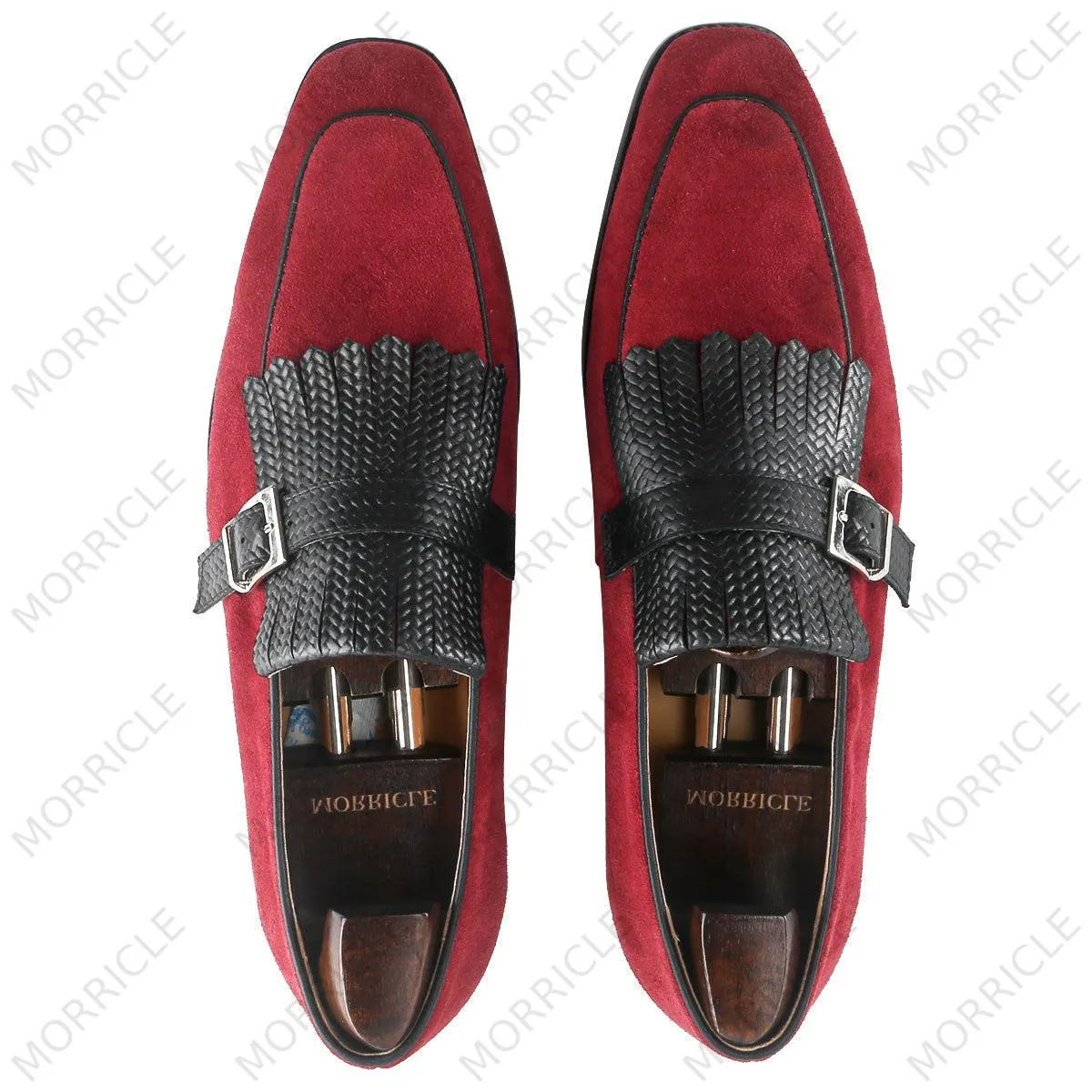 Braid Pattern Kiltie Suede Loafer with Buckle