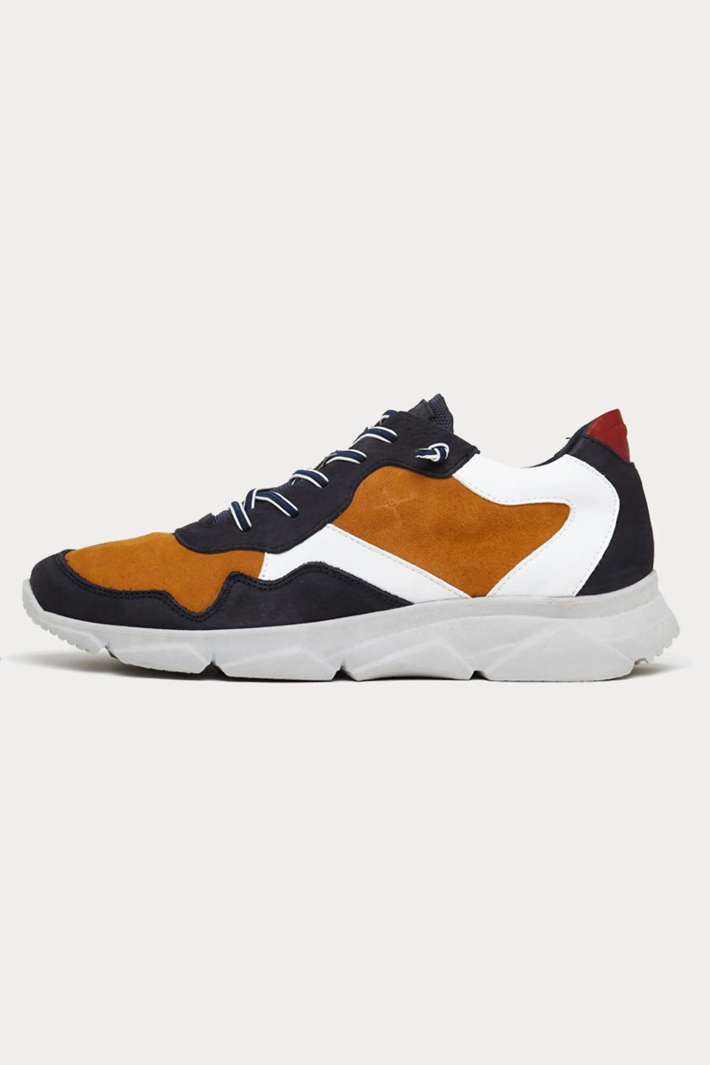 Cambridge Leather Trainers in Navy/Tan