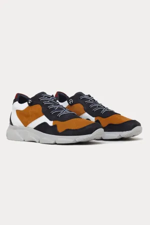 Cambridge Leather Trainers in Navy/Tan