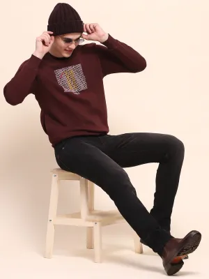 Camla Barcelona Graphic Print Wine Red Cotton Sweatshirt