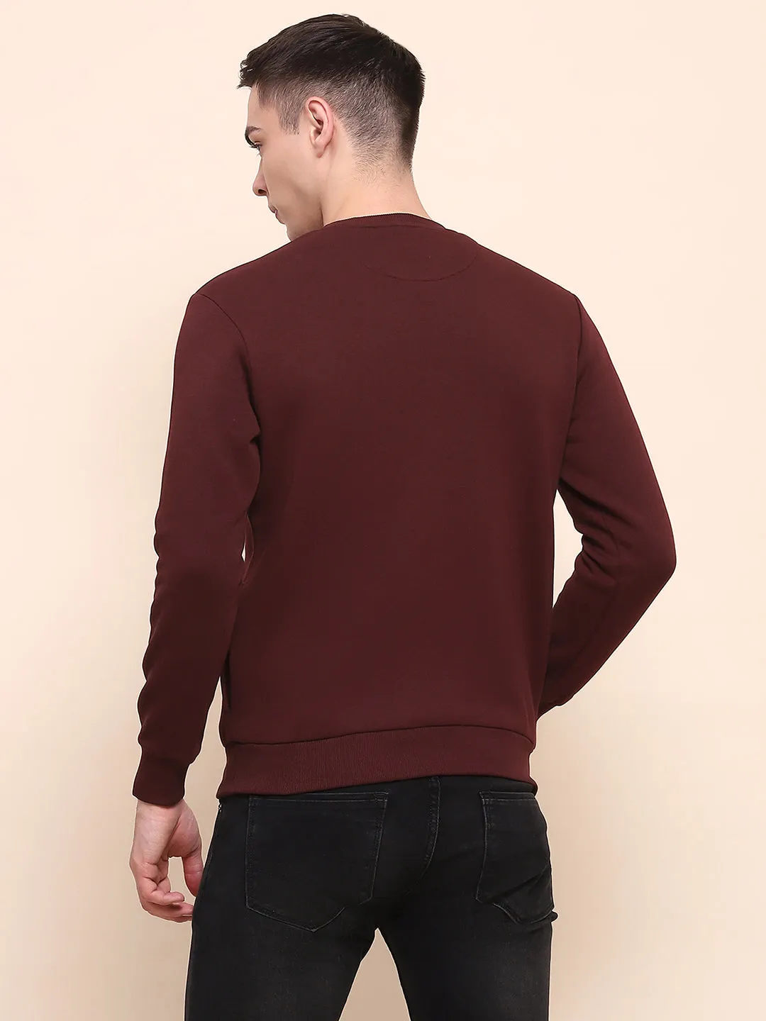 Camla Barcelona Graphic Print Wine Red Cotton Sweatshirt