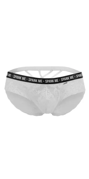 Candyman 99615x Spank Me Lace Briefs White