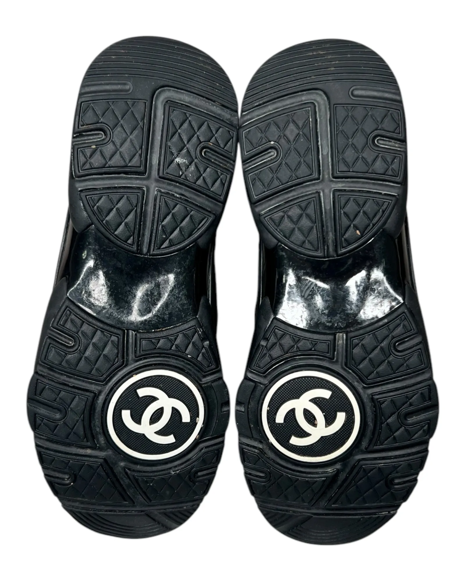 Chanel Black Lace Up Trainers