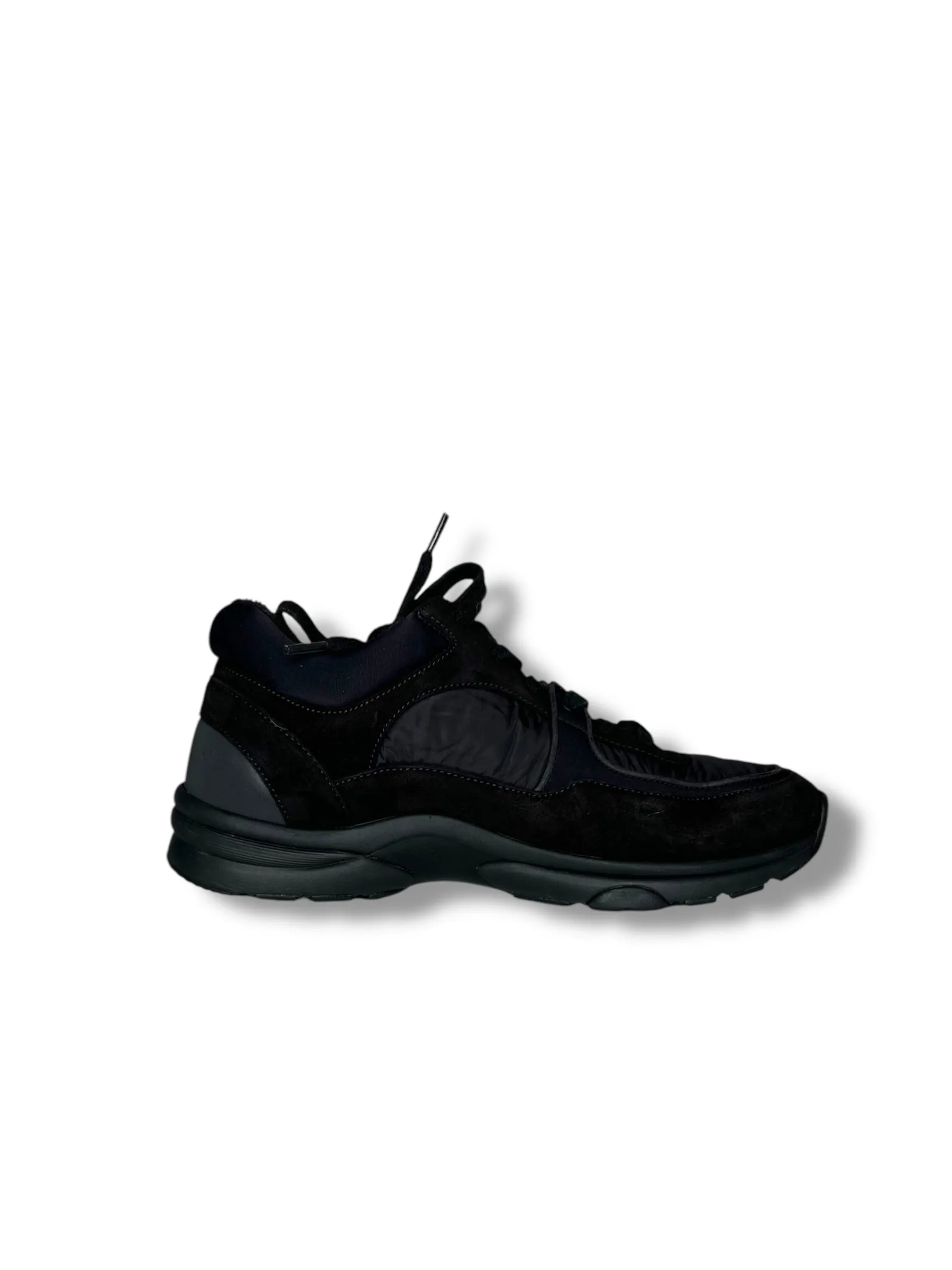 Chanel Black Lace Up Trainers