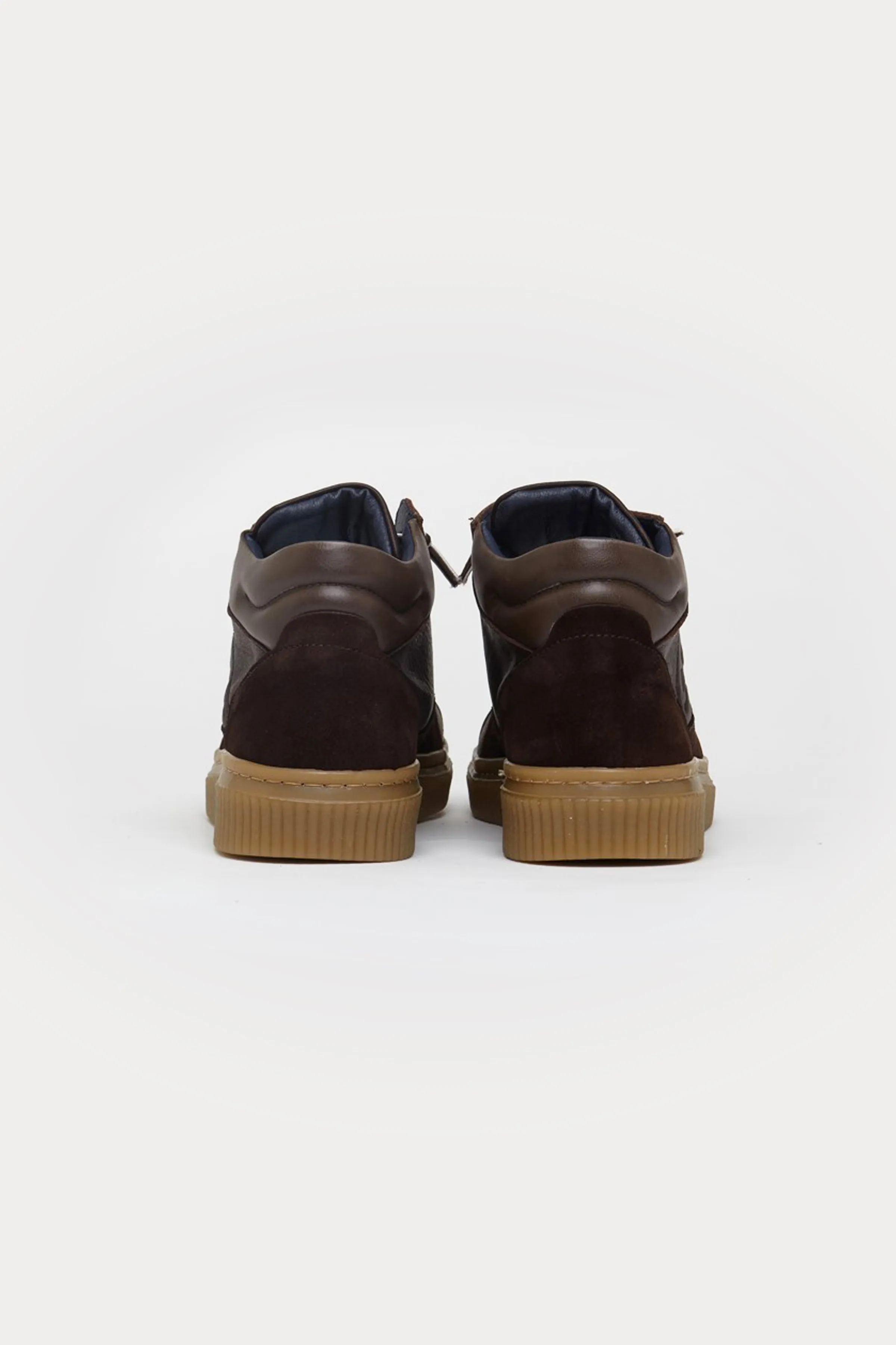 Clapham Leather High Top Trainers in Navy