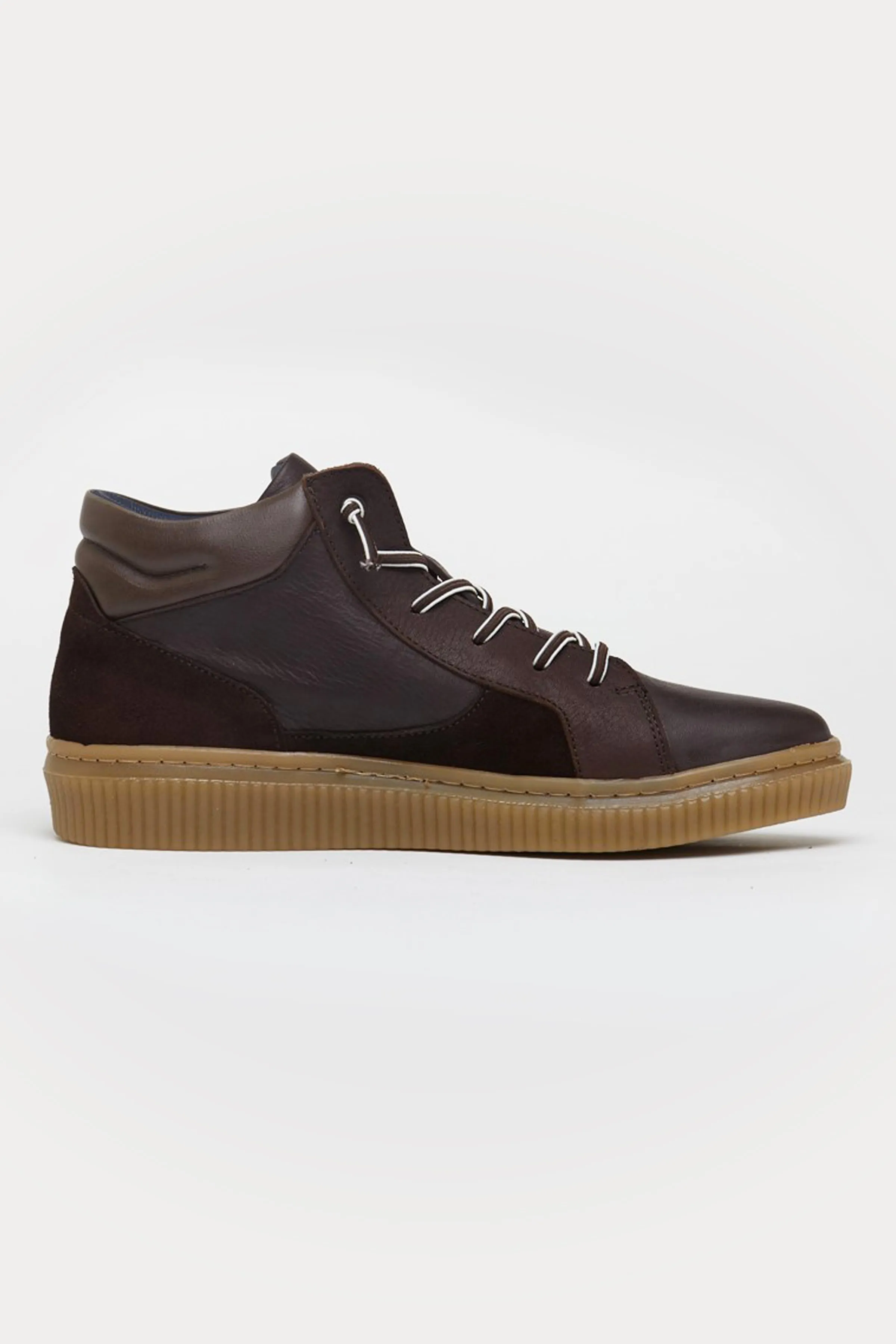 Clapham Leather High Top Trainers in Navy