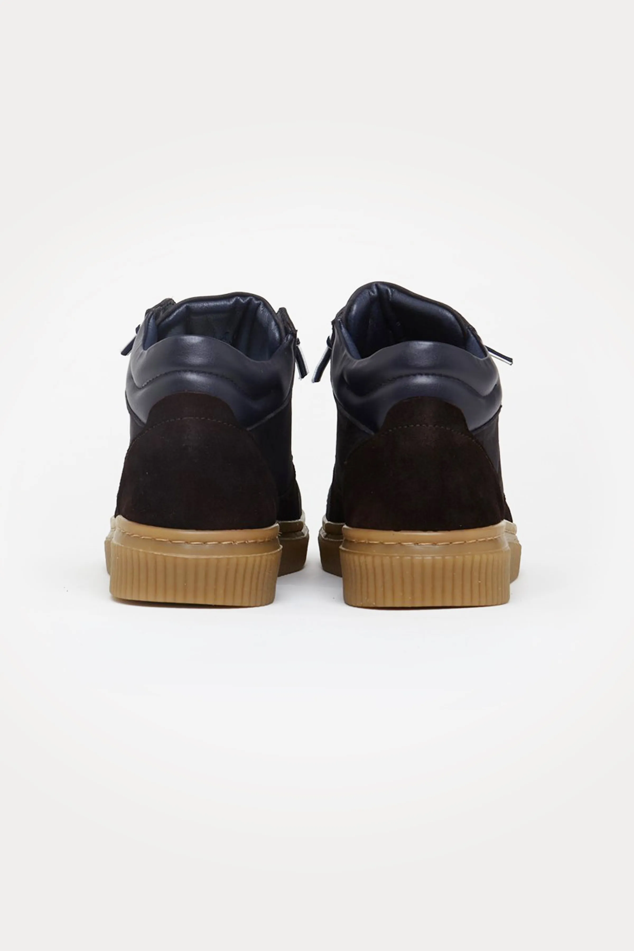 Clapham Leather High Top Trainers in Navy