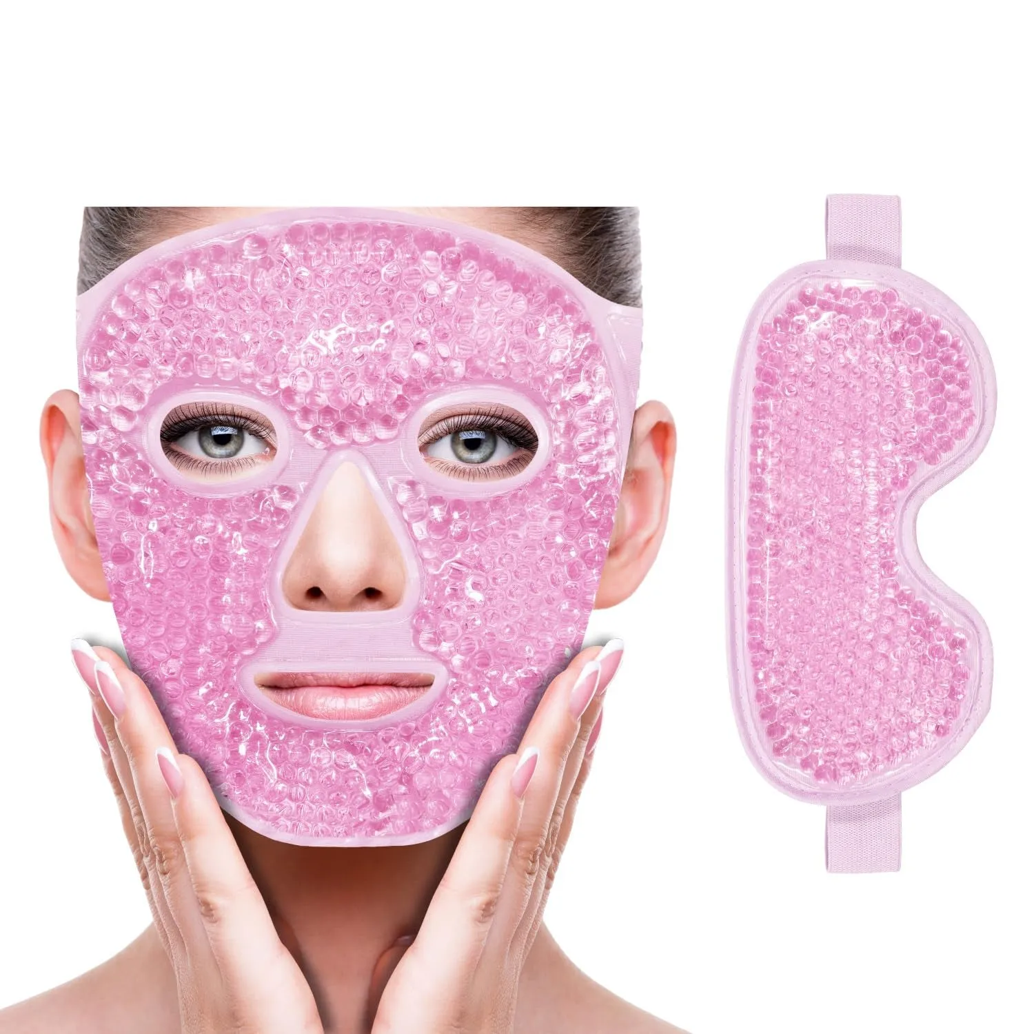 Cold Face Eye Mask Ice Pack Reduce Face Puff, Dark Circles, Gel Beads Hot Heat Cold Compress Pack, Face SPA for Woman Sleeping, Pressure, Headaches, Skin Care, Post Laser Care[Blue]
