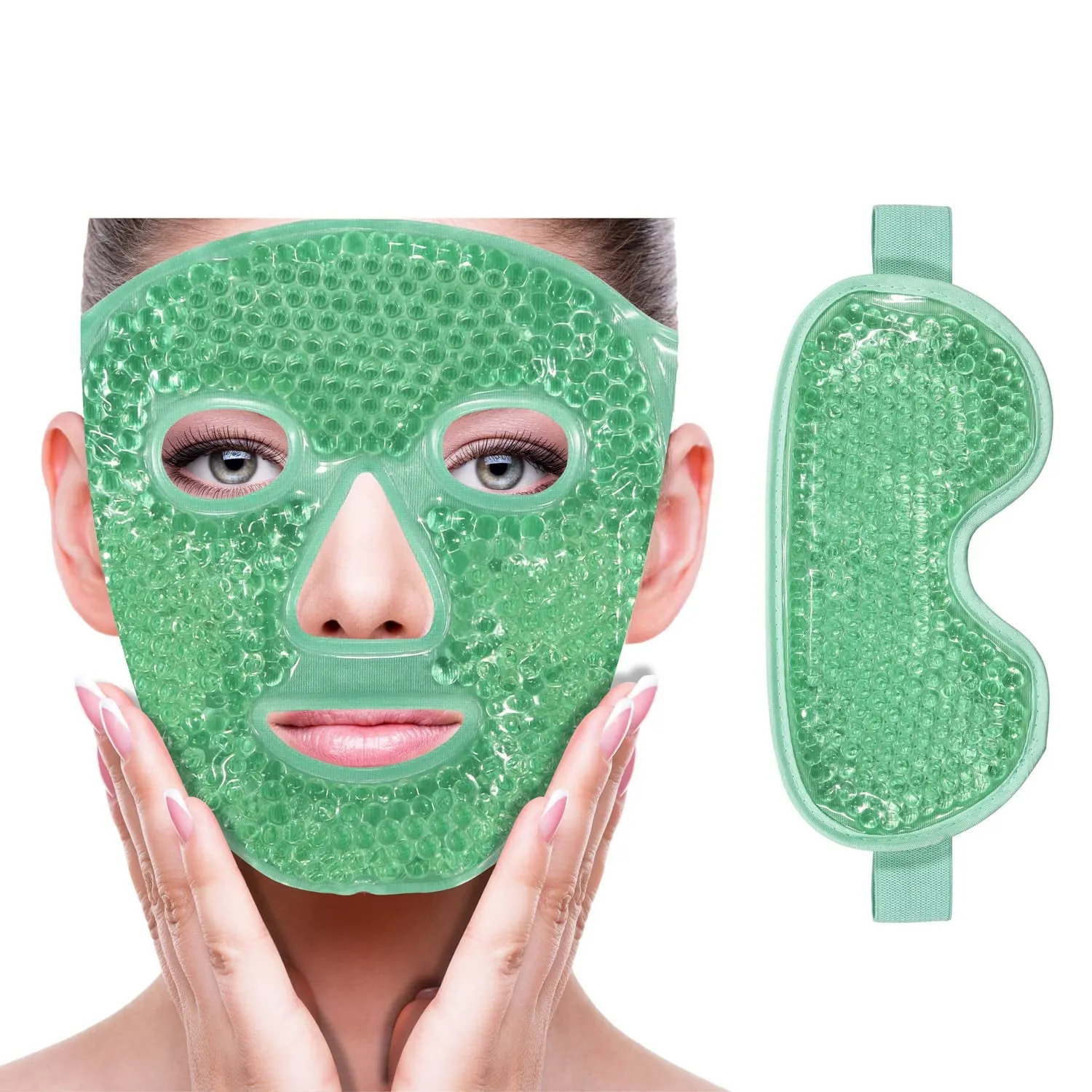 Cold Face Eye Mask Ice Pack Reduce Face Puff, Dark Circles, Gel Beads Hot Heat Cold Compress Pack, Face SPA for Woman Sleeping, Pressure, Headaches, Skin Care, Post Laser Care[Blue]