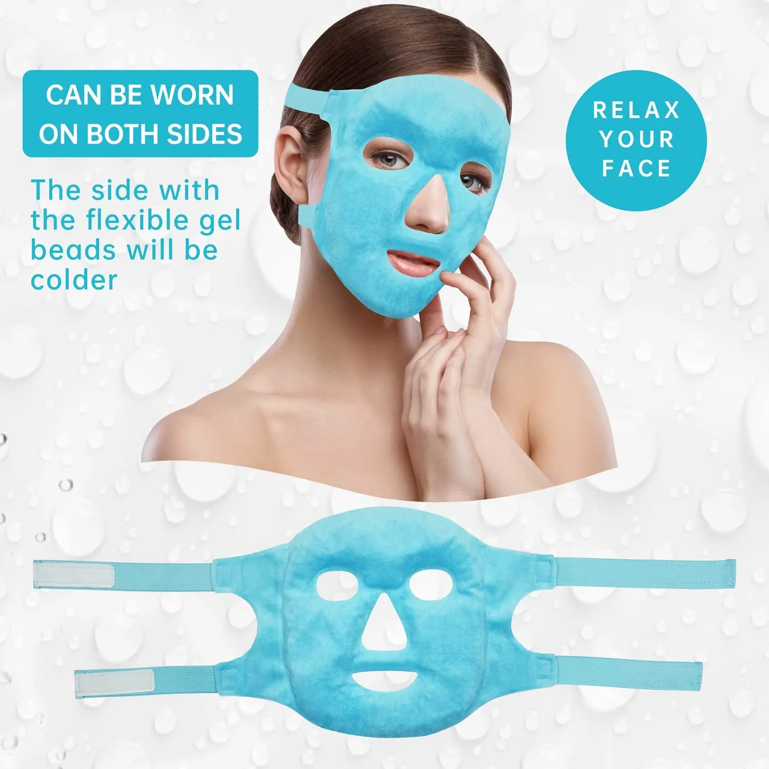 Cold Face Eye Mask Ice Pack Reduce Face Puff, Dark Circles, Gel Beads Hot Heat Cold Compress Pack, Face SPA for Woman Sleeping, Pressure, Headaches, Skin Care, Post Laser Care[Blue]