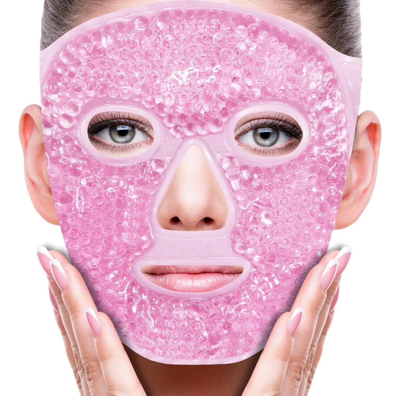 Cold Face Eye Mask Ice Pack Reduce Face Puff, Dark Circles, Gel Beads Hot Heat Cold Compress Pack, Face SPA for Woman Sleeping, Pressure, Headaches, Skin Care, Post Laser Care[Blue]