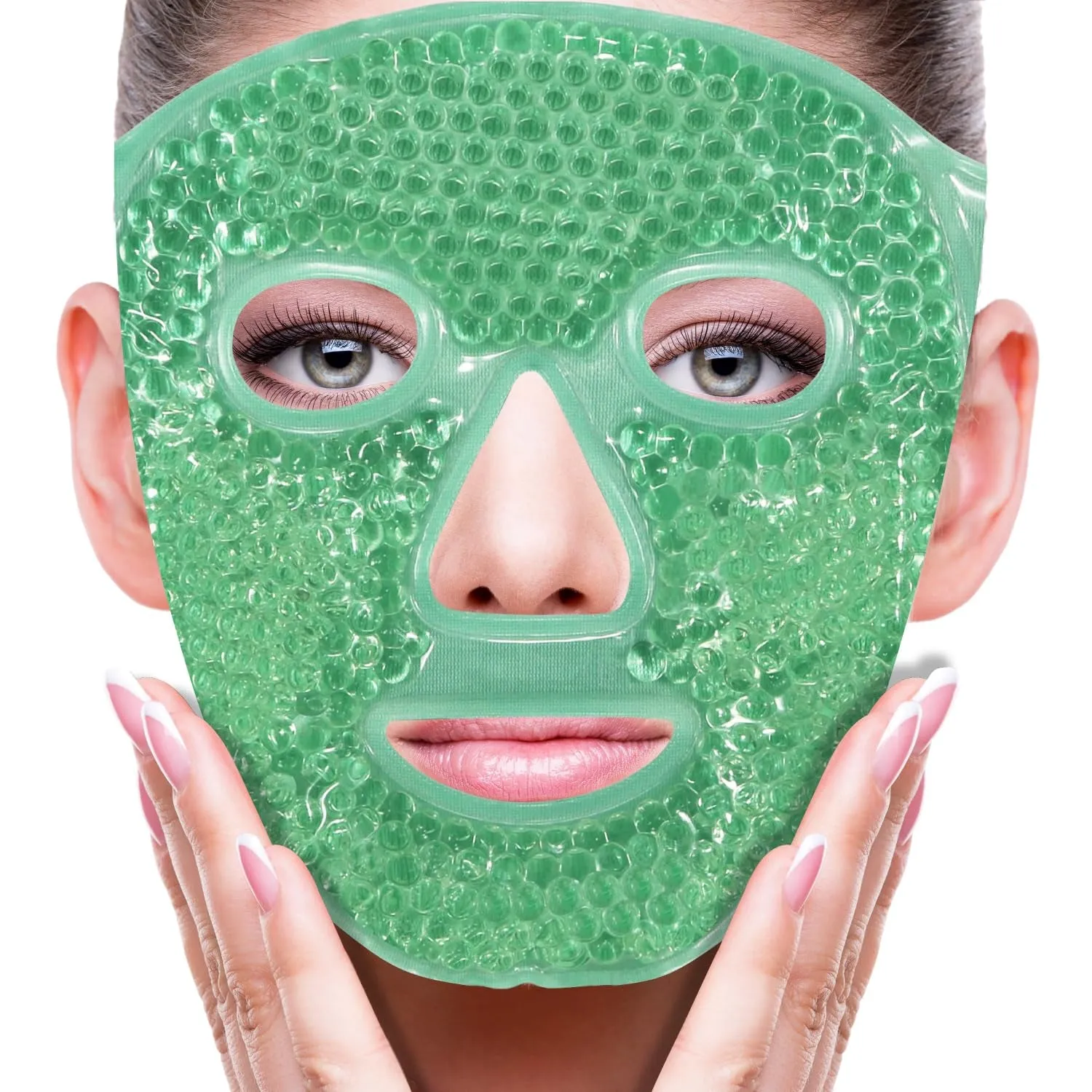 Cold Face Eye Mask Ice Pack Reduce Face Puff, Dark Circles, Gel Beads Hot Heat Cold Compress Pack, Face SPA for Woman Sleeping, Pressure, Headaches, Skin Care, Post Laser Care[Blue]