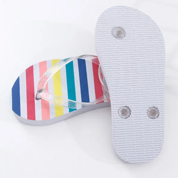 Coloured Stripes Flip Flop Sandals for Children (White) (27/28)