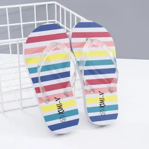 Coloured Stripes Flip Flop Sandals for Children (White) (27/28)