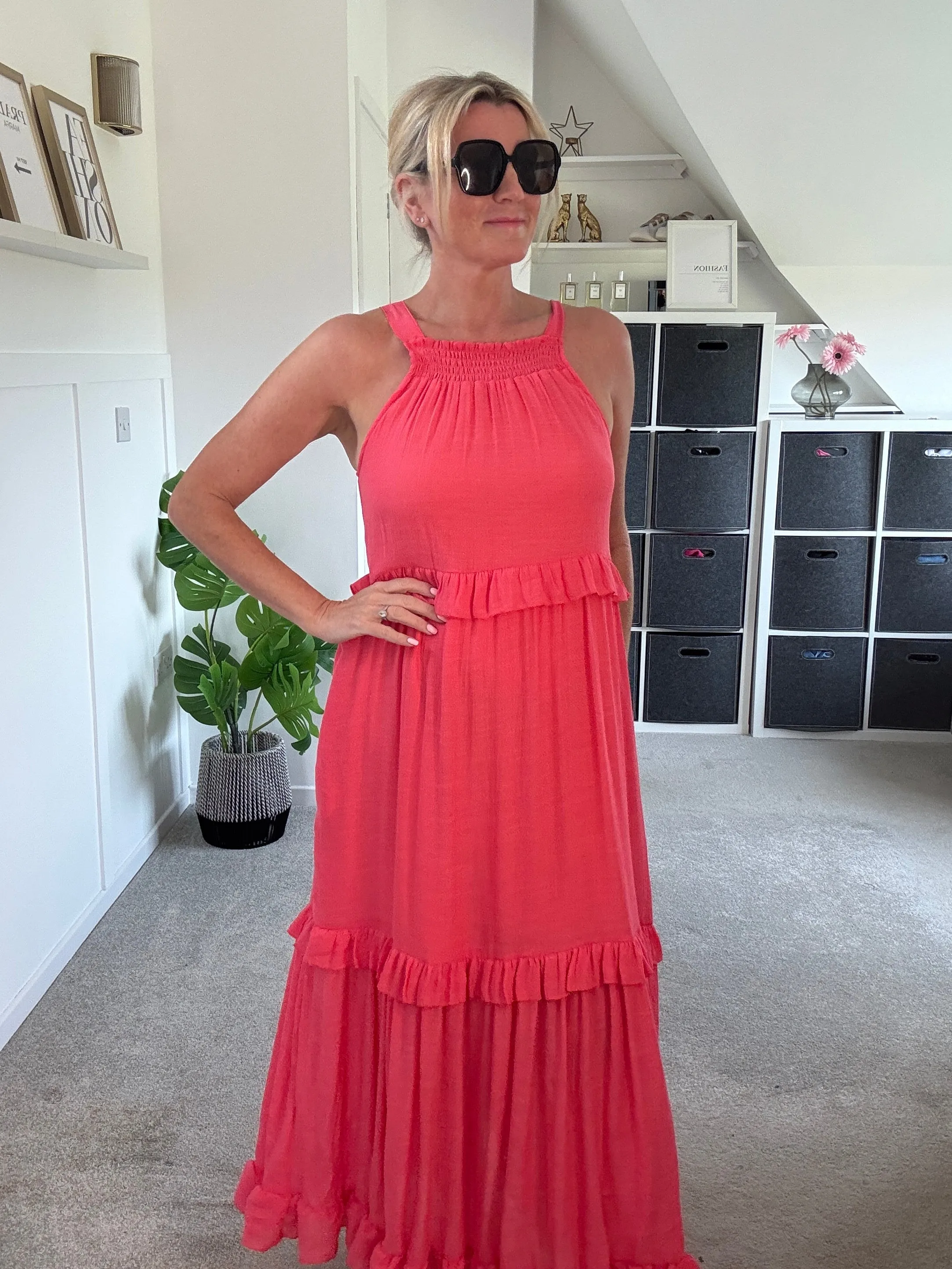 Coral Chloe Boho Maxi Dress