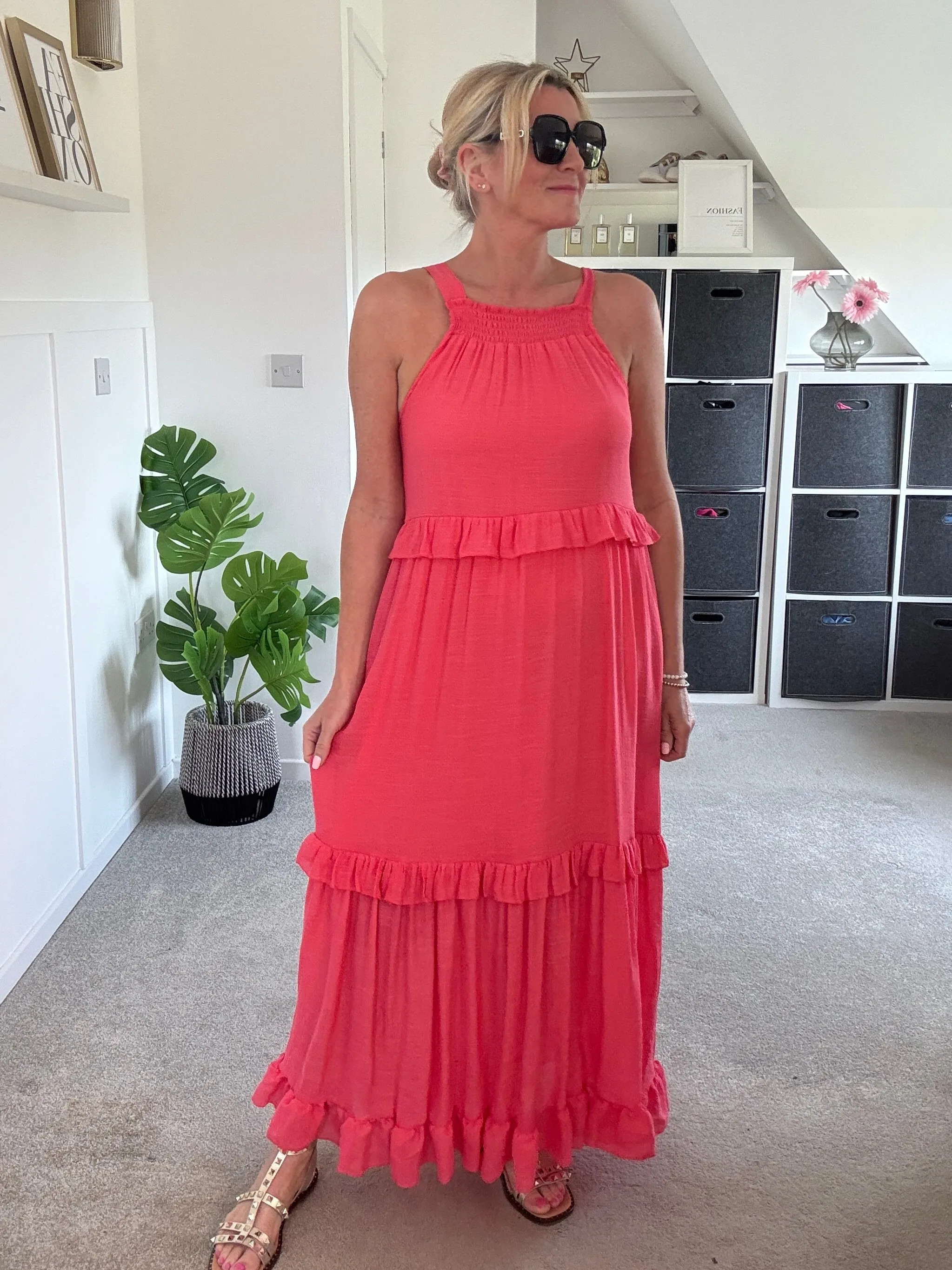 Coral Chloe Boho Maxi Dress