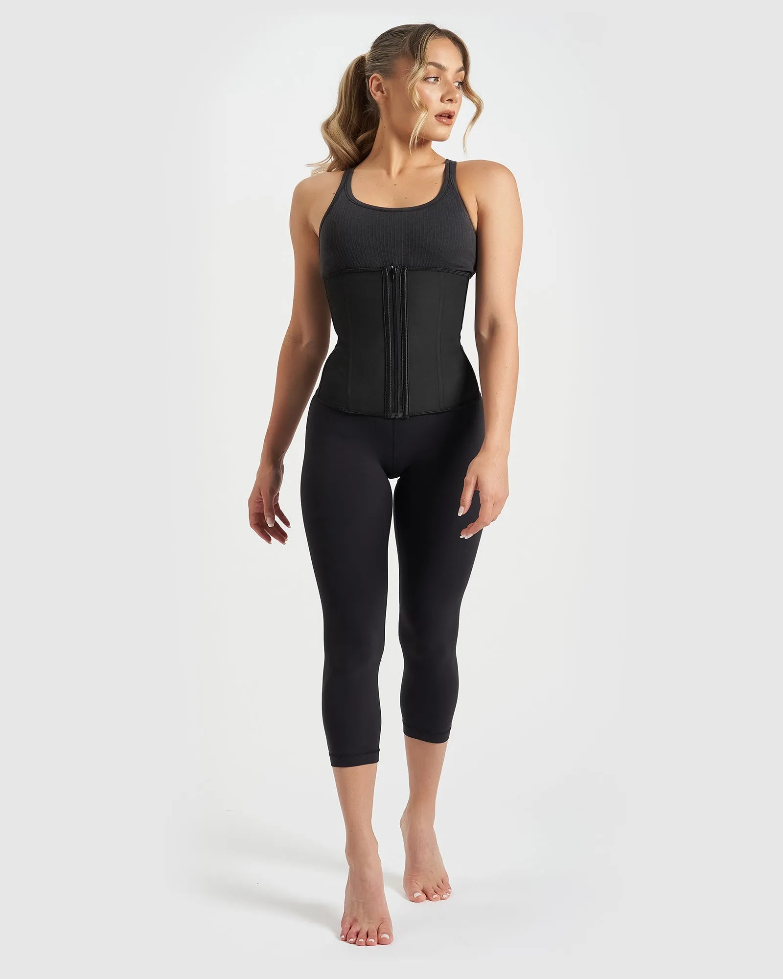 Core Trainer 9 Flexi Steel Boned Aggressive Zip Waist Trainer Black
