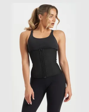 Core Trainer 9 Flexi Steel Boned Aggressive Zip Waist Trainer Black