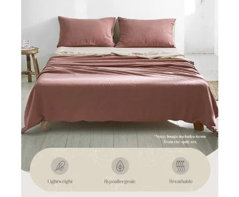 Cosy Club Sheet Set Cotton Sheets - Red Beige