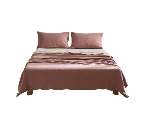 Cosy Club Sheet Set Cotton Sheets - Red Beige