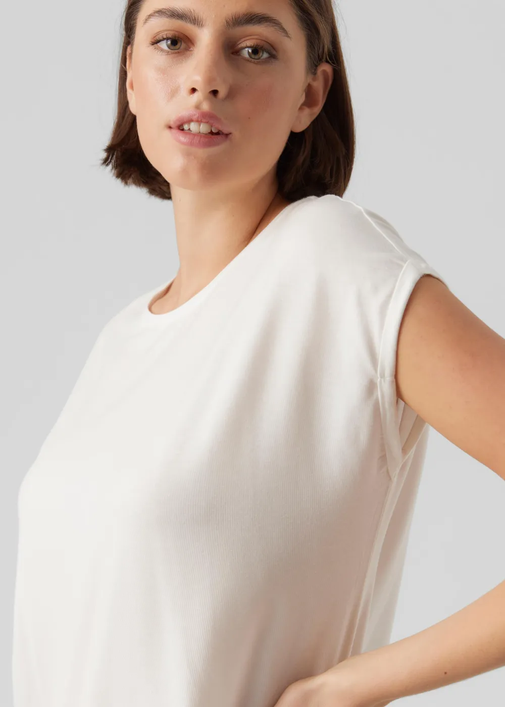 Cream Cap Sleeve T Shirt