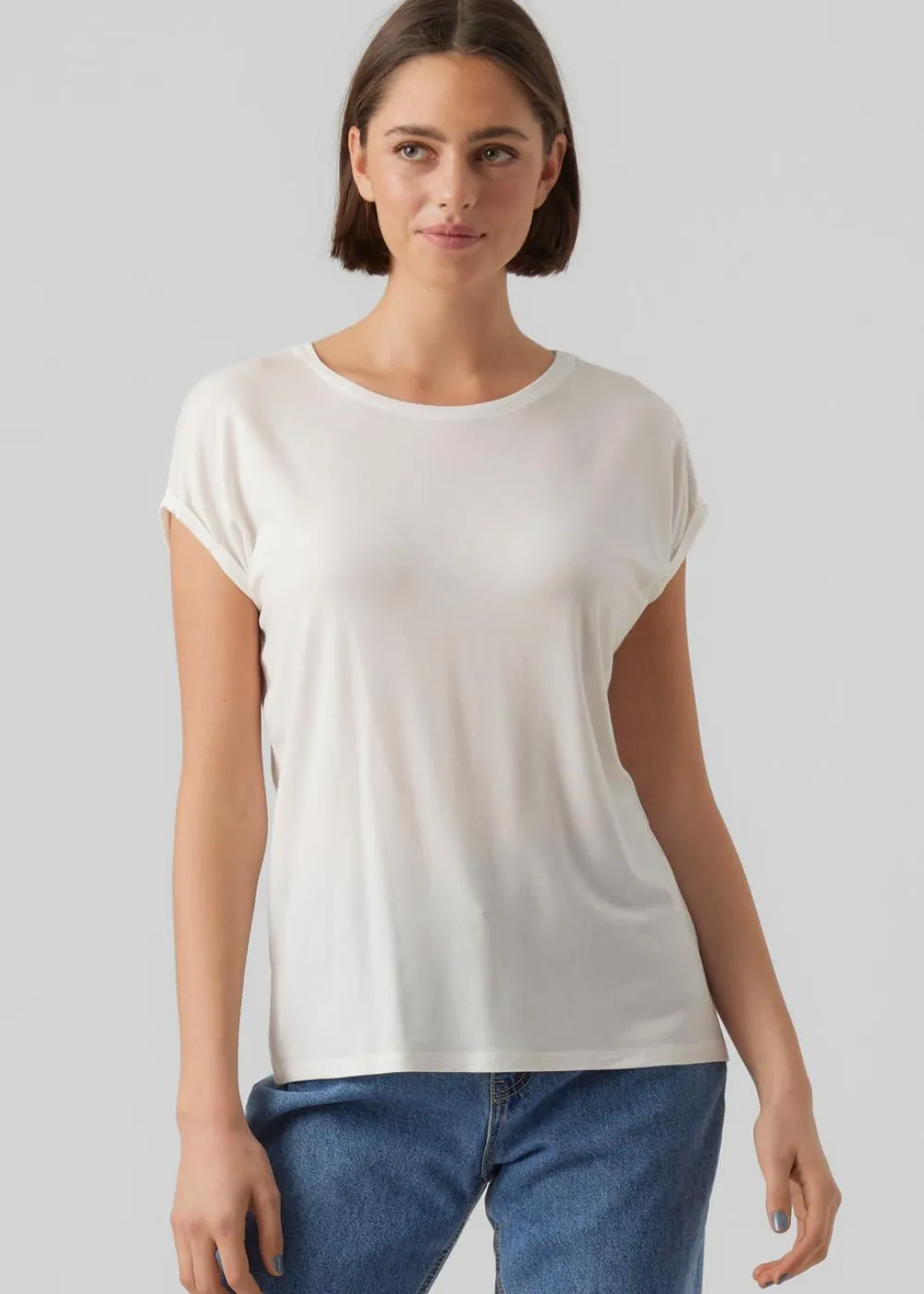 Cream Cap Sleeve T Shirt