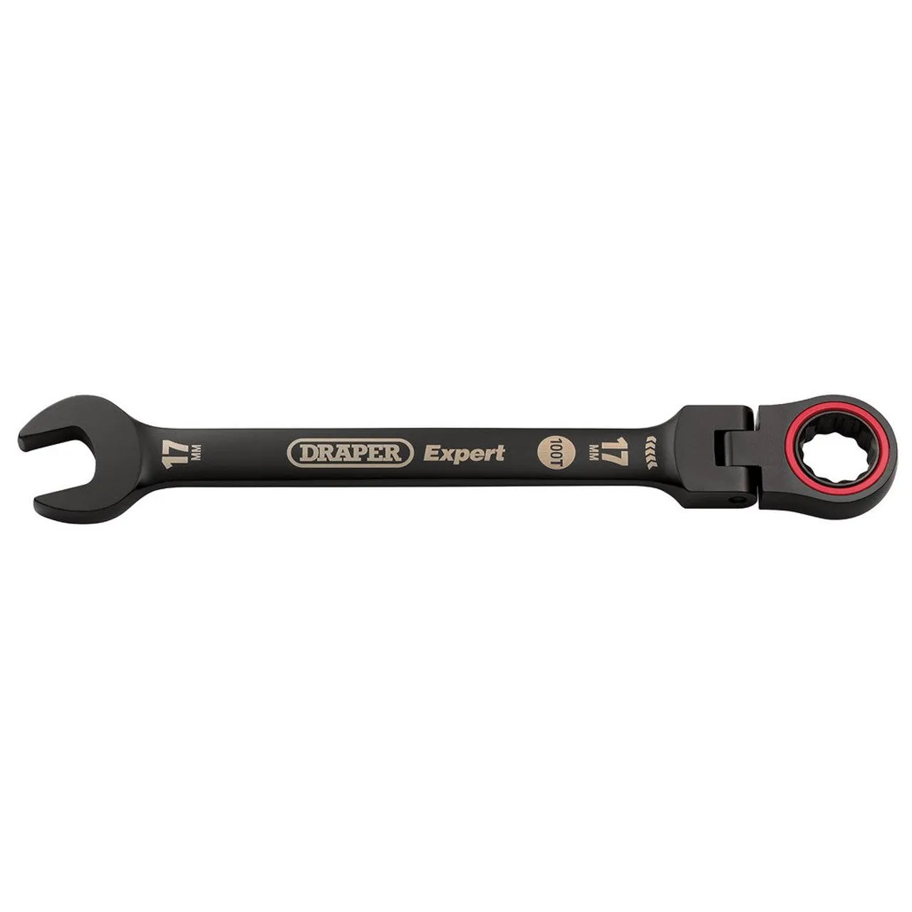 Draper Expert HI-TORQ® Metric Flexible Head Ratchet Combination Spanner 17mm Black