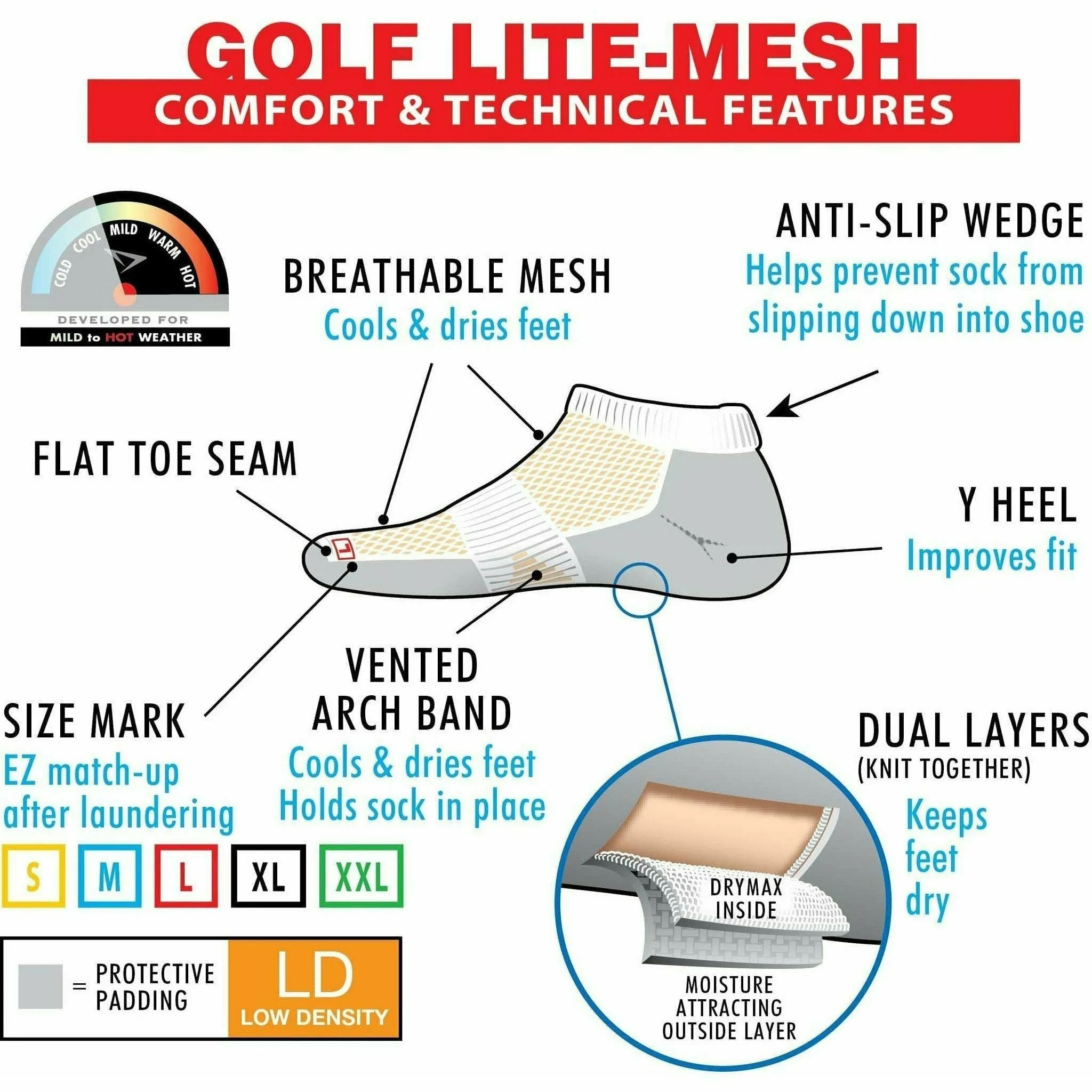 Drymax Golf Light-Mesh Mini Crew Socks