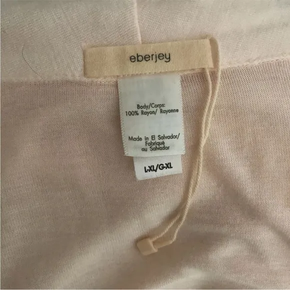 Eberjey Robe Womens L/XL Pale Pink Belted Soft Lightweight Short Kimono