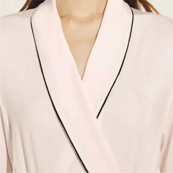 Eberjey Robe Womens L/XL Pale Pink Belted Soft Lightweight Short Kimono