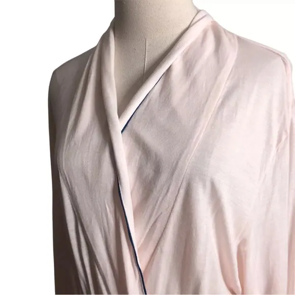 Eberjey Robe Womens L/XL Pale Pink Belted Soft Lightweight Short Kimono