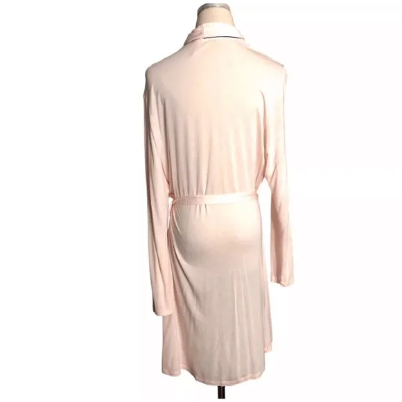 Eberjey Robe Womens L/XL Pale Pink Belted Soft Lightweight Short Kimono