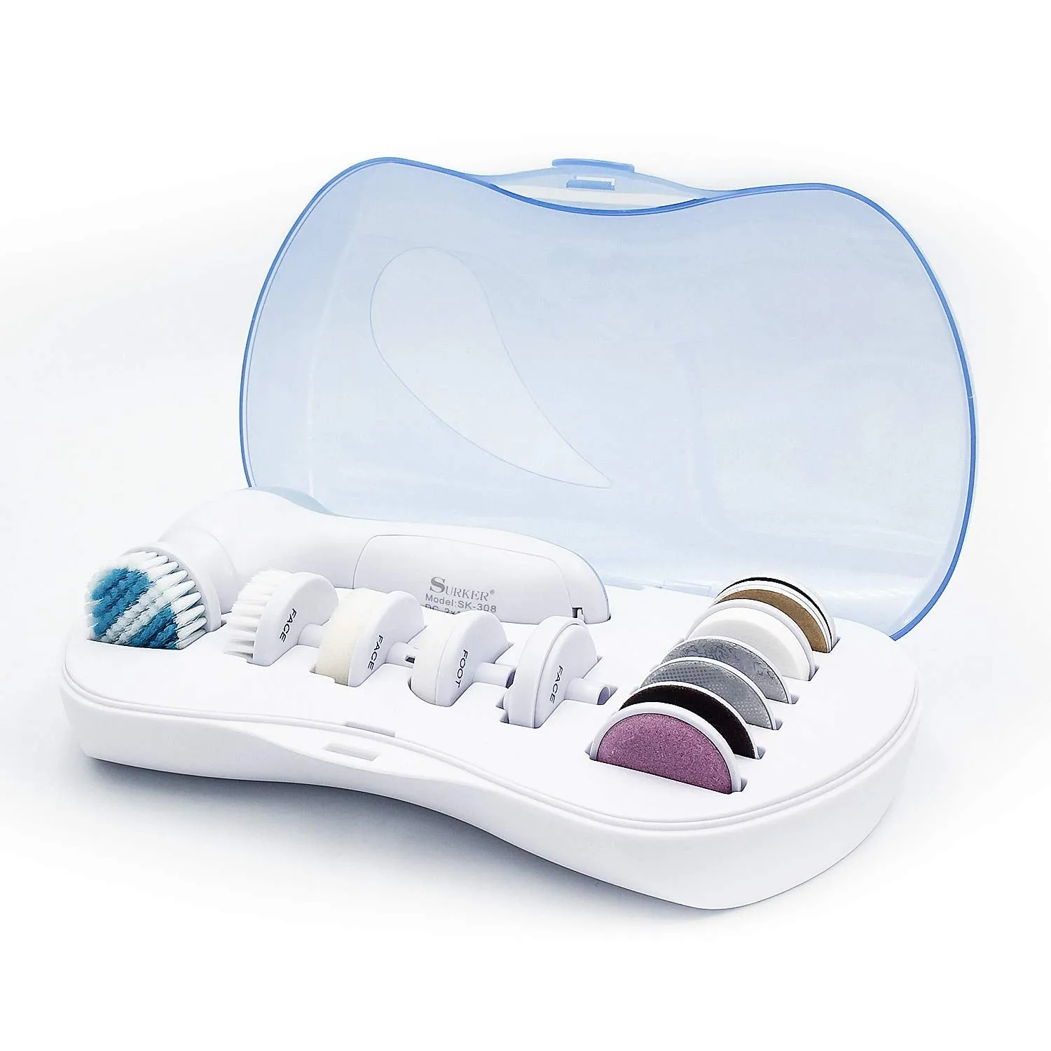 Electric Facial Cleansing Brush with 11 Brush Heads，Flexible Waterproof Powered Brush for Deep Cleaning