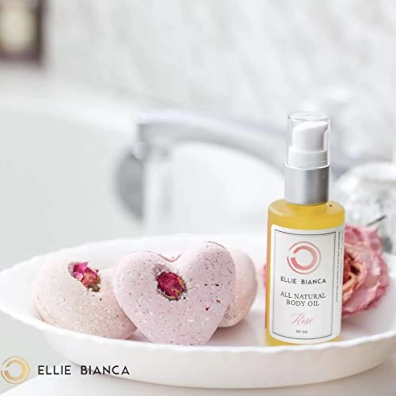 Ellie Bianca Luxury Rose Body Oil | Deep Hydration and Restoration with the Ultra-Hydrating Skin Care Benefits of our Soft, Smooth Oil Blend | Massage and Cuticle Oil for Face, Hands and Body