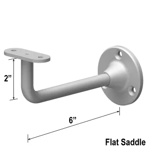 [EXTHRB] Extendable Handrail Bracket - Wall Mount - 6" Length w/ Flat Saddle (BS, MBL)