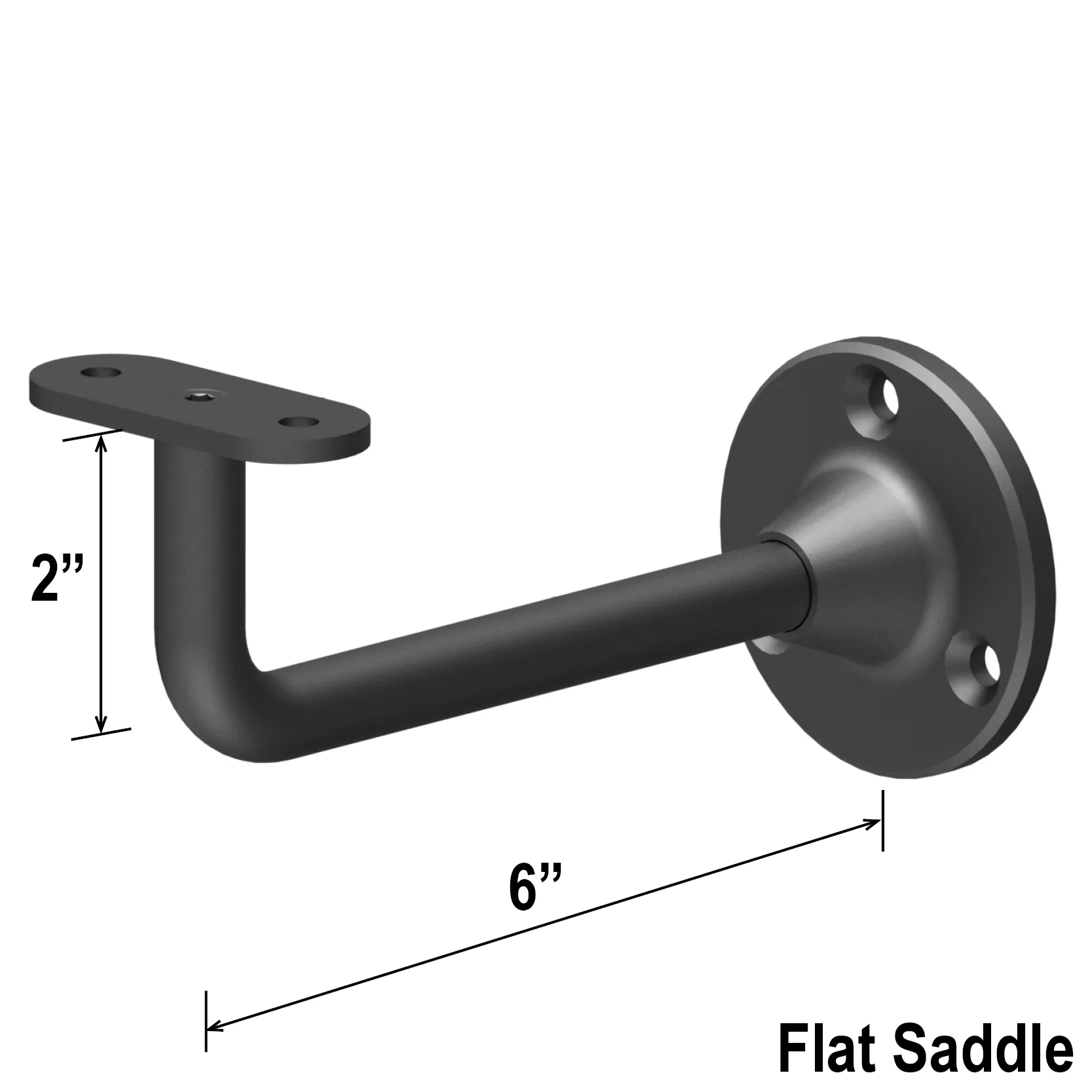 [EXTHRB] Extendable Handrail Bracket - Wall Mount - 6" Length w/ Flat Saddle (BS, MBL)