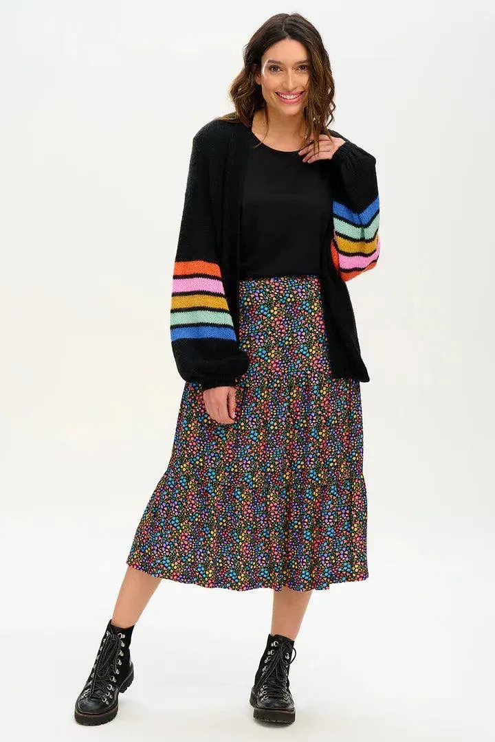 Falda Felicity Tiered Black/Multi, Ditsy Floral