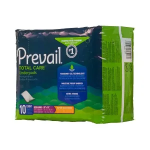 First Quality Prevail Super Absorbent Underpad, Case of 100, (10 Packs of 10)