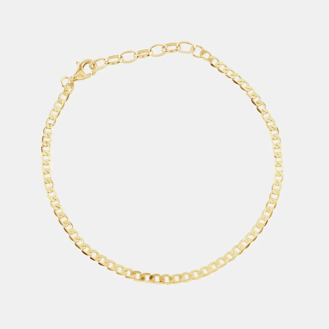 Flat Cuban Chain Bracelet | Gold