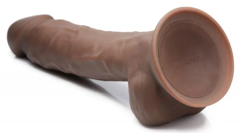 Fleshstixxx 8" Vibrating Silicone  With Balls Brown