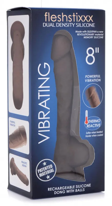 Fleshstixxx 8" Vibrating Silicone  With Balls Brown