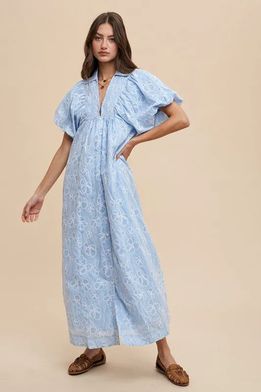 Floral Smock Detail Puff Sleeve Dress