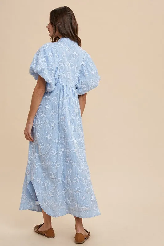 Floral Smock Detail Puff Sleeve Dress