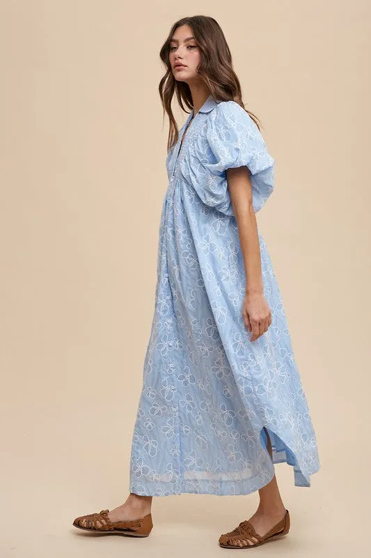 Floral Smock Detail Puff Sleeve Dress