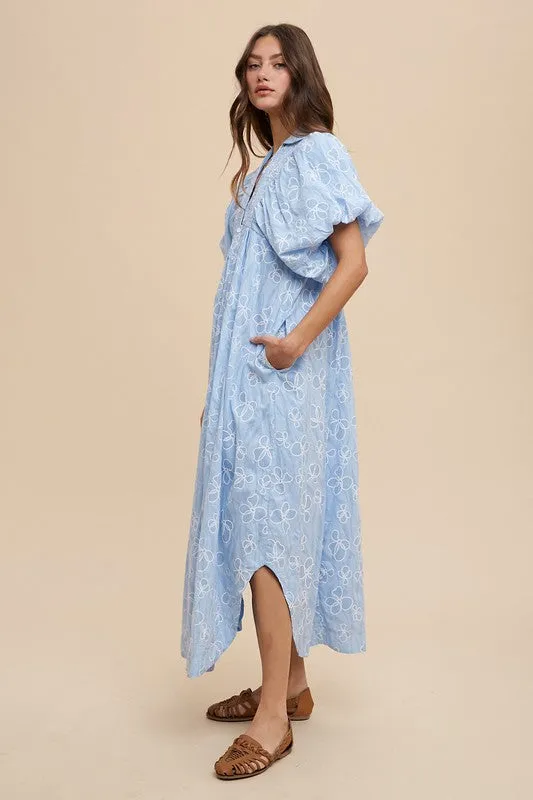 Floral Smock Detail Puff Sleeve Dress